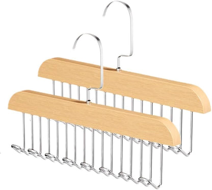 8 Hooks Multi-function Wooden Caps, Belts, Tie Hanger – Strong No Trace Storage Rack(Random Colour)